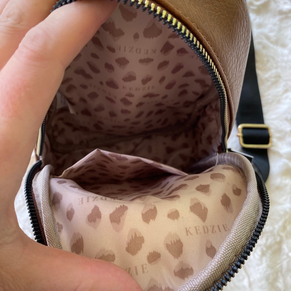 Kedzie Sunset Sling Bag Mini Backpack Chestnut Brown Vegan Leather Crossbody NWT - Picture 6 of 11